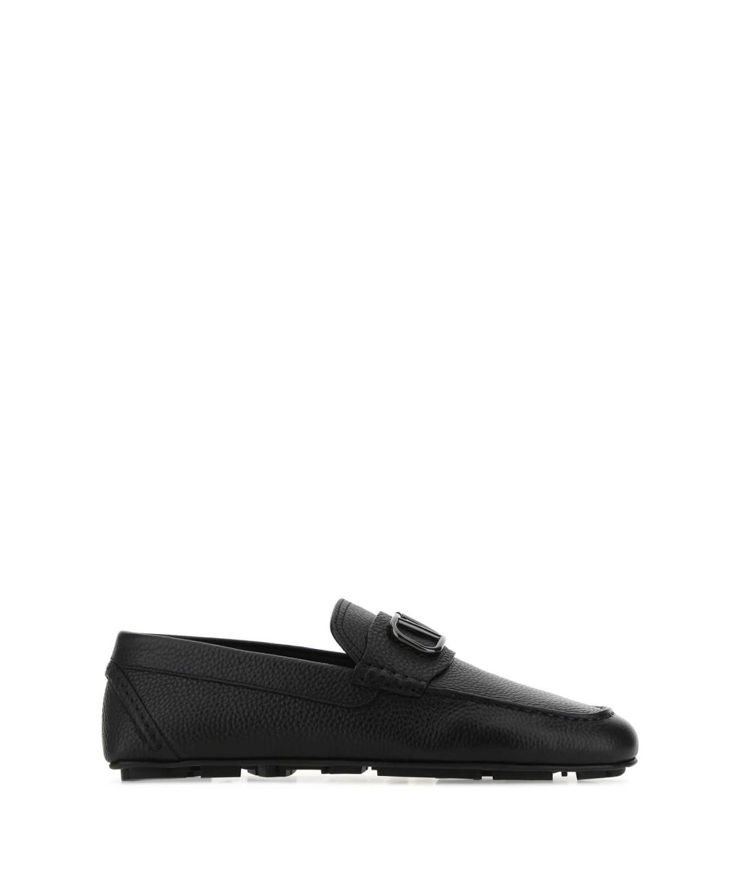 VALENTINO Черные кожаные мокасины, фото 1