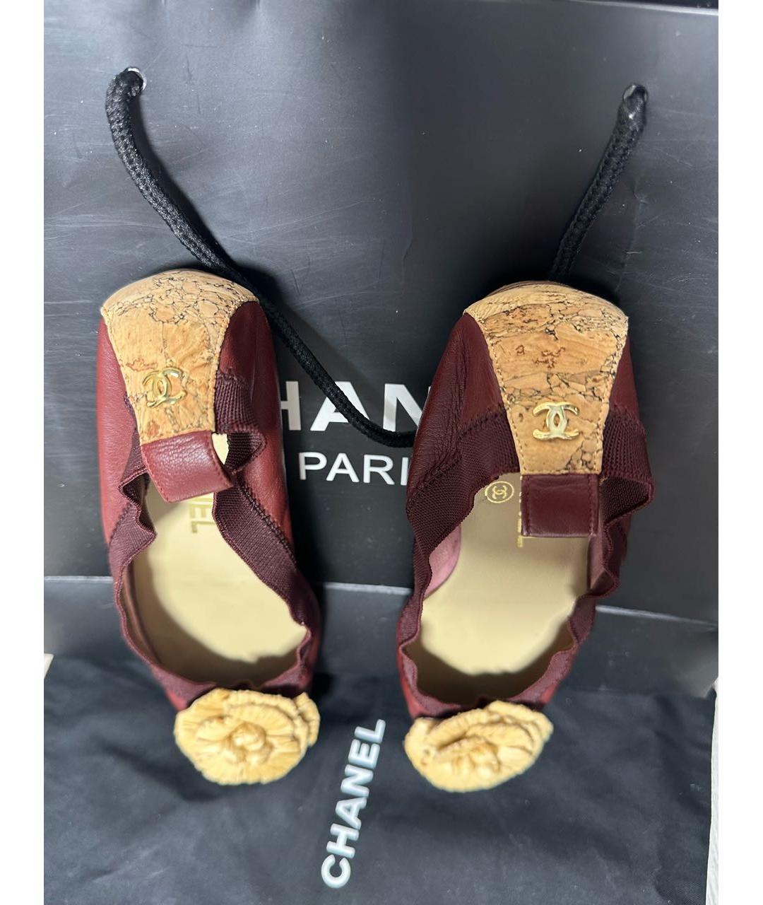CHANEL Бордовые балетки, фото 5