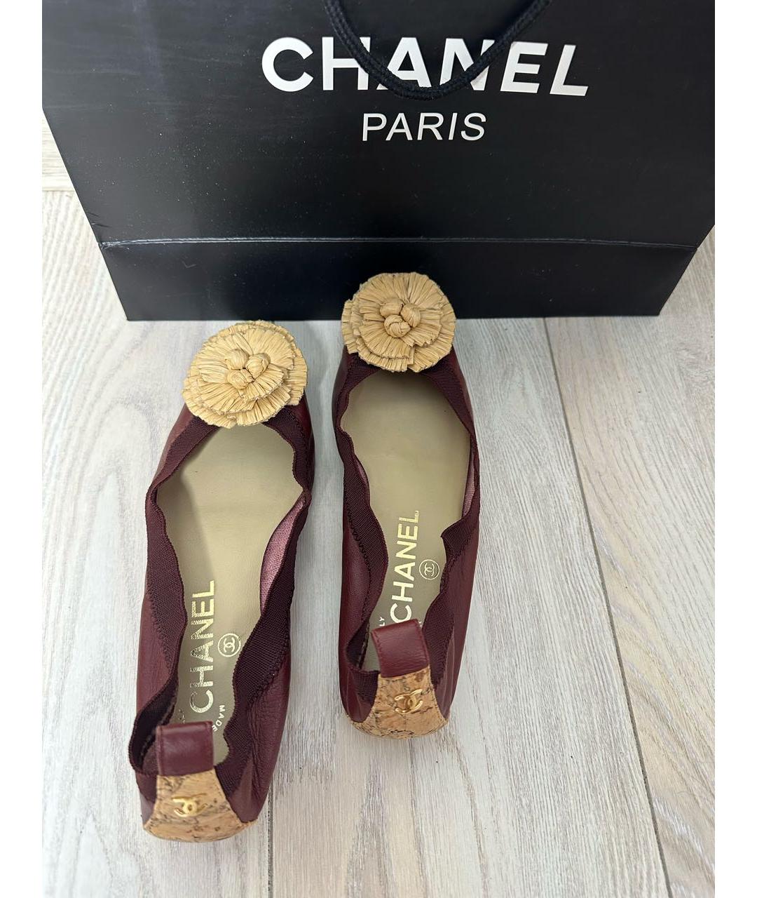 CHANEL Бордовые балетки, фото 3