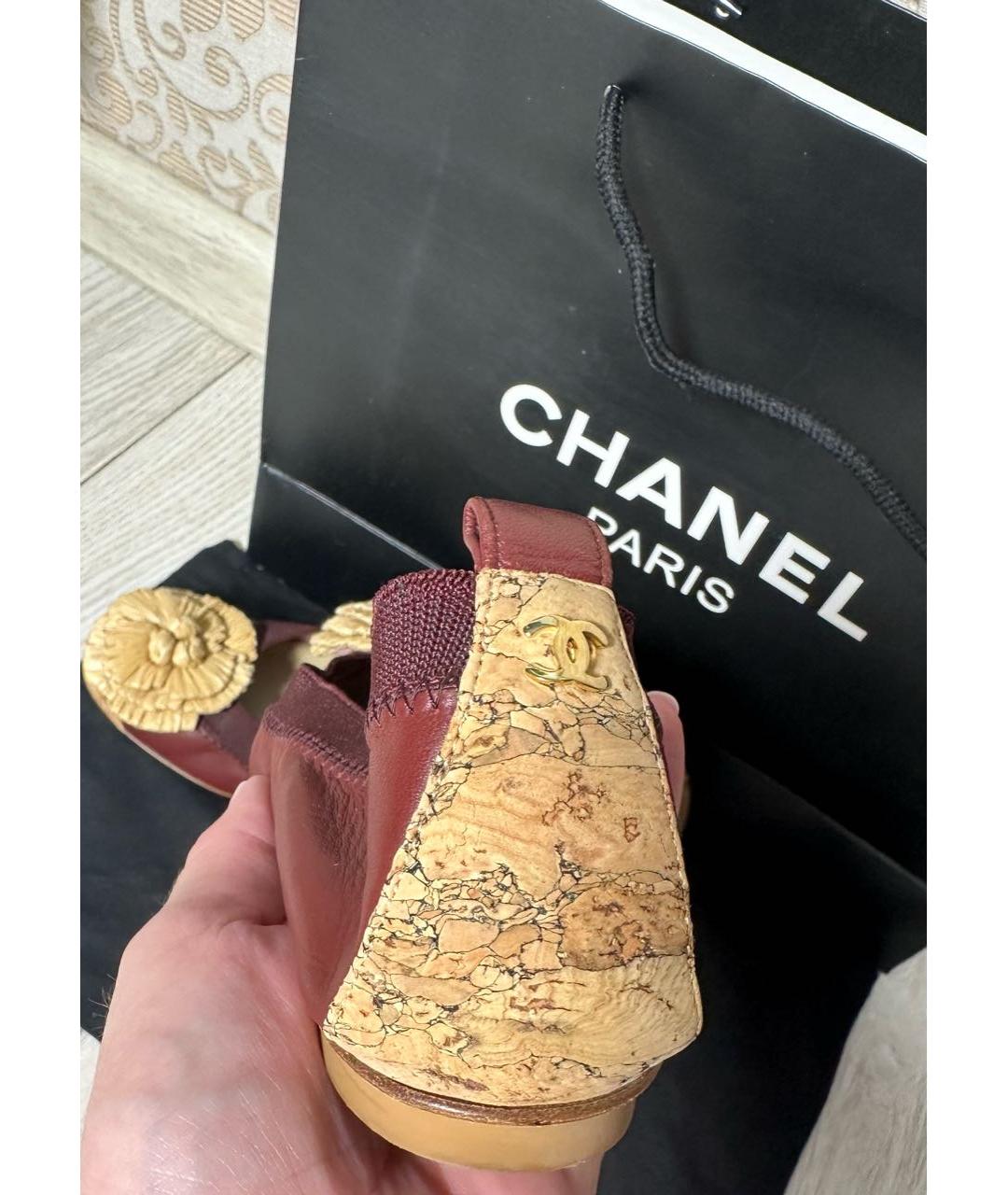 CHANEL Бордовые балетки, фото 8