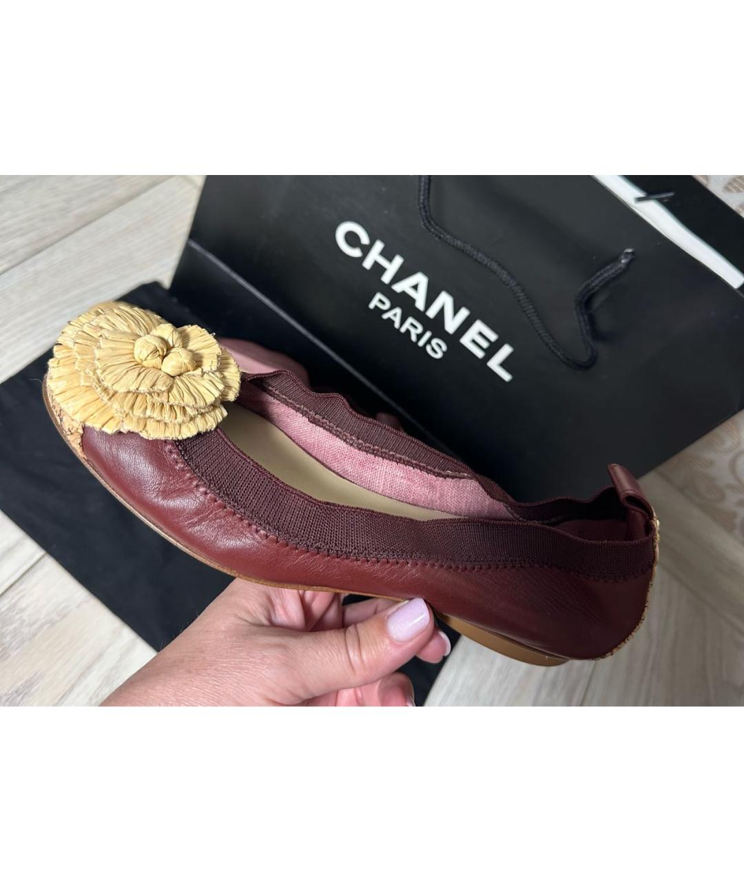 CHANEL Бордовые балетки, фото 6