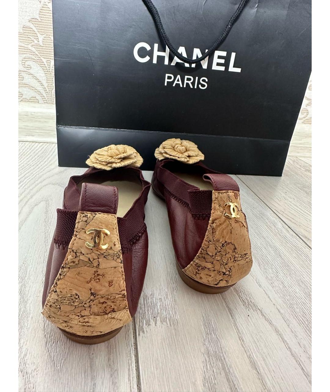 CHANEL Бордовые балетки, фото 4