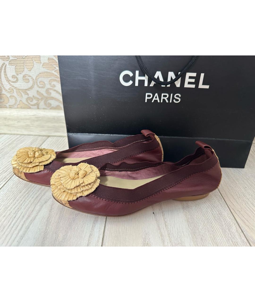 CHANEL Бордовые балетки, фото 9