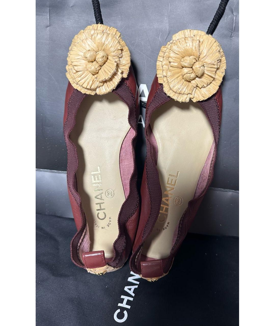 CHANEL Бордовые балетки, фото 7
