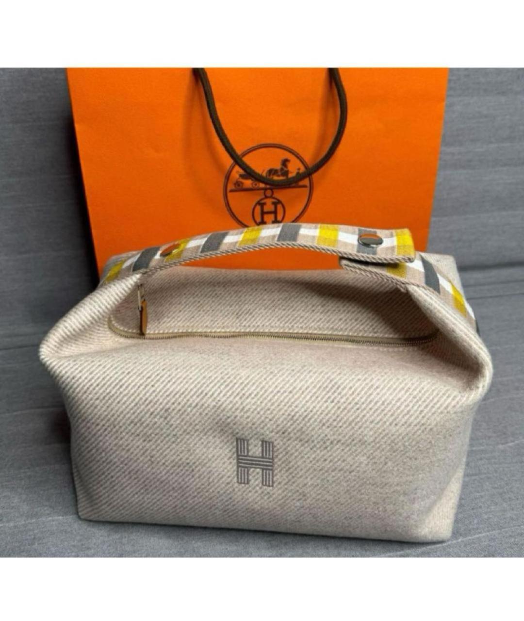 HERMES Серая шерстяная косметичка, фото 2