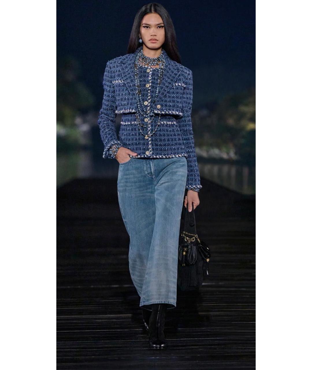 CHANEL Голубые хлопковые прямые джинсы, фото 7
