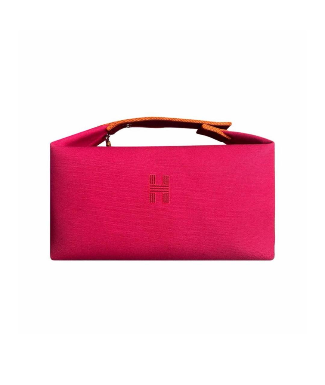 HERMES Розовая тканевая косметичка, фото 3