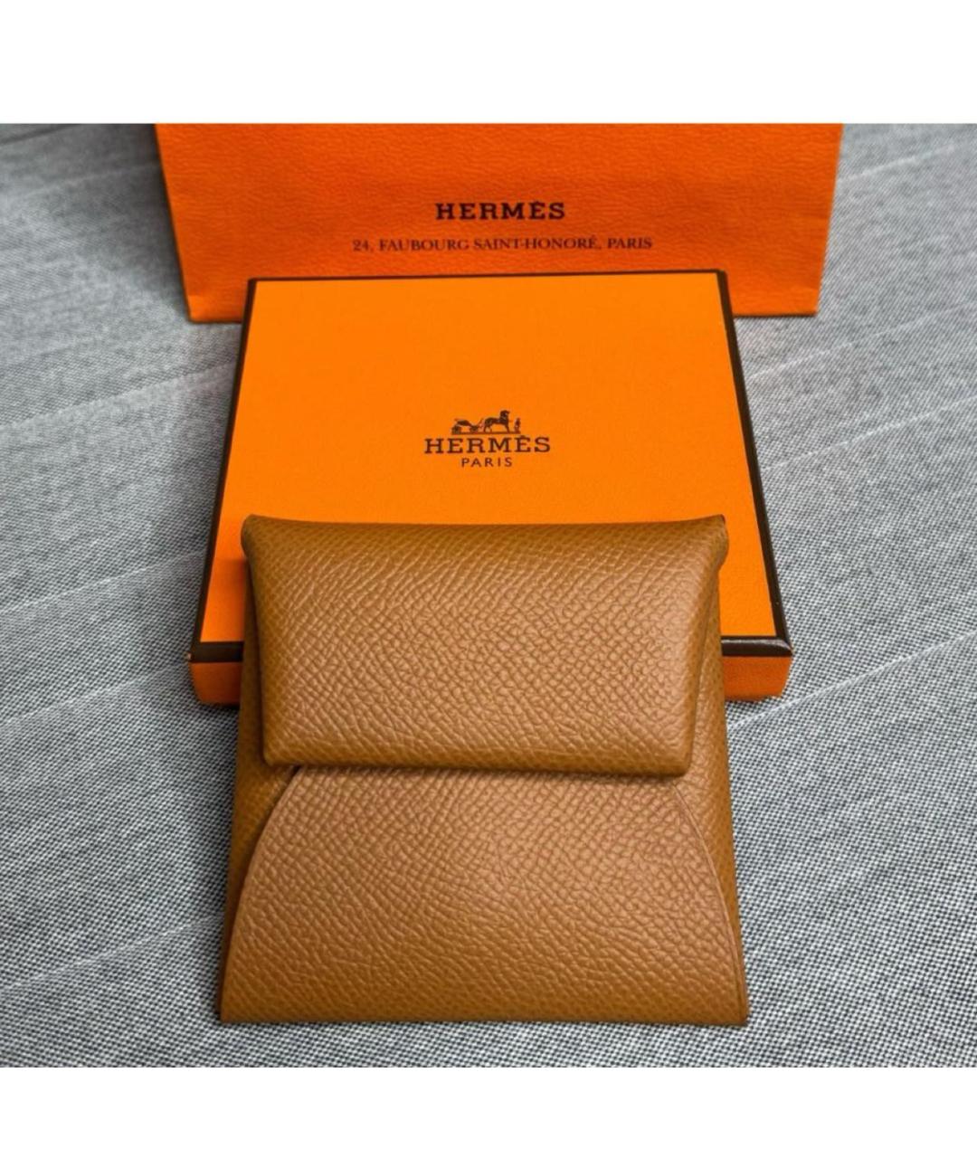 HERMES Желтый кожаный кошелек, фото 2
