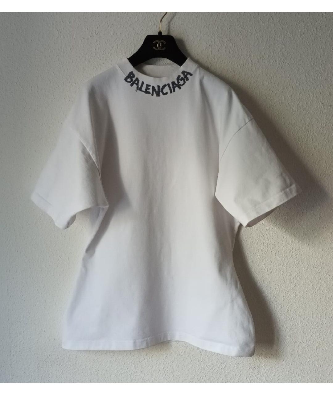 BALENCIAGA Белая хлопковая футболка, фото 4