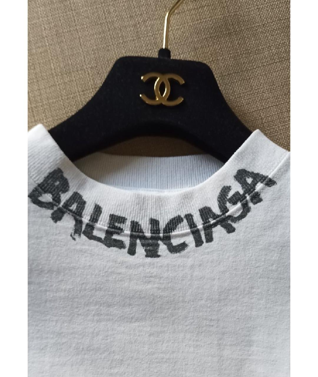 BALENCIAGA Белая хлопковая футболка, фото 6