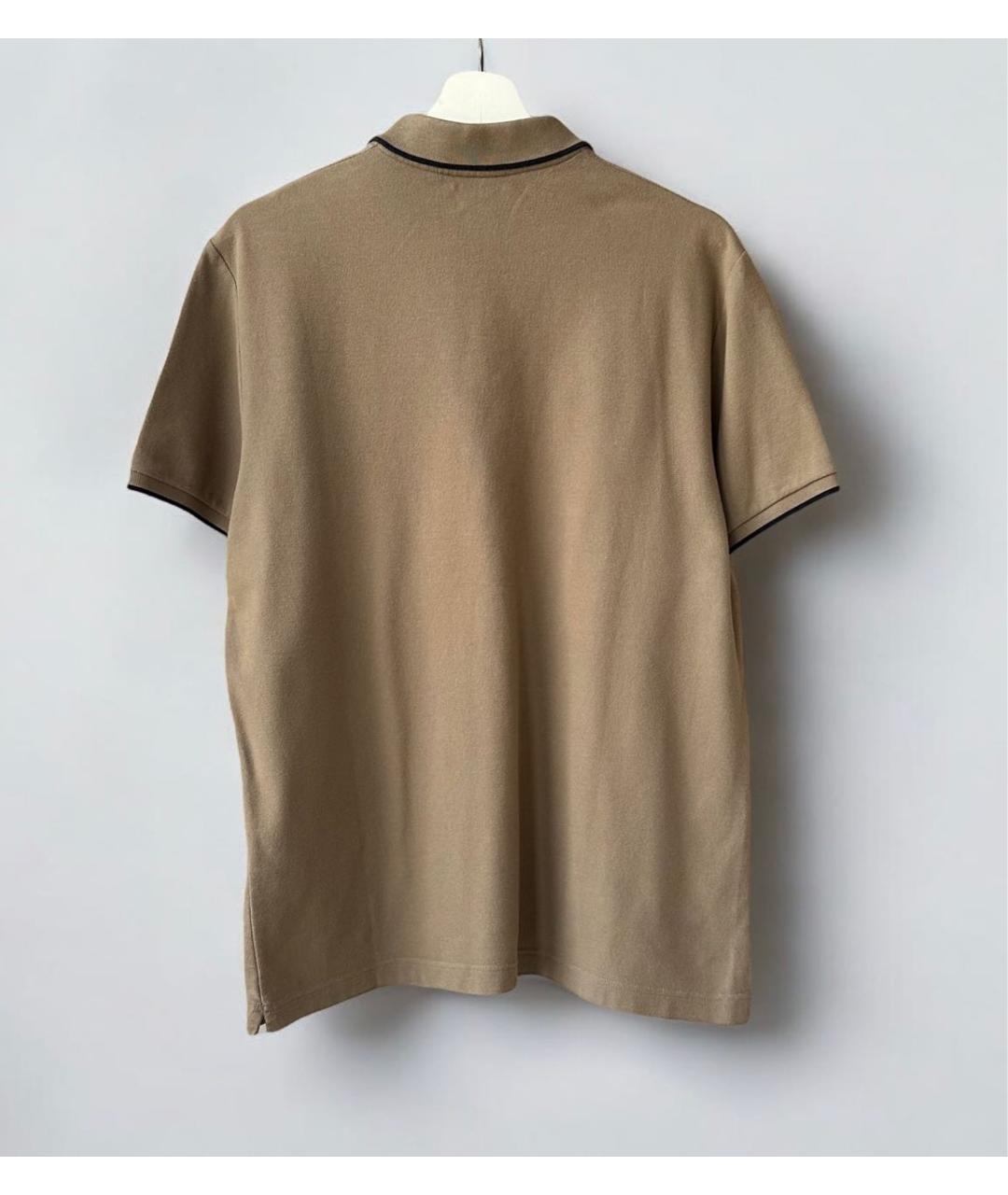 LORO PIANA Бежевое хлопко-эластановое поло с коротким рукавом, фото 3