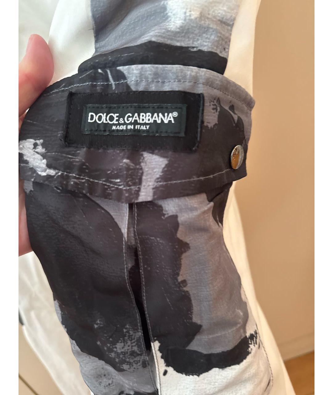 DOLCE&GABBANA Белые хлопко-эластановые повседневные брюки, фото 4