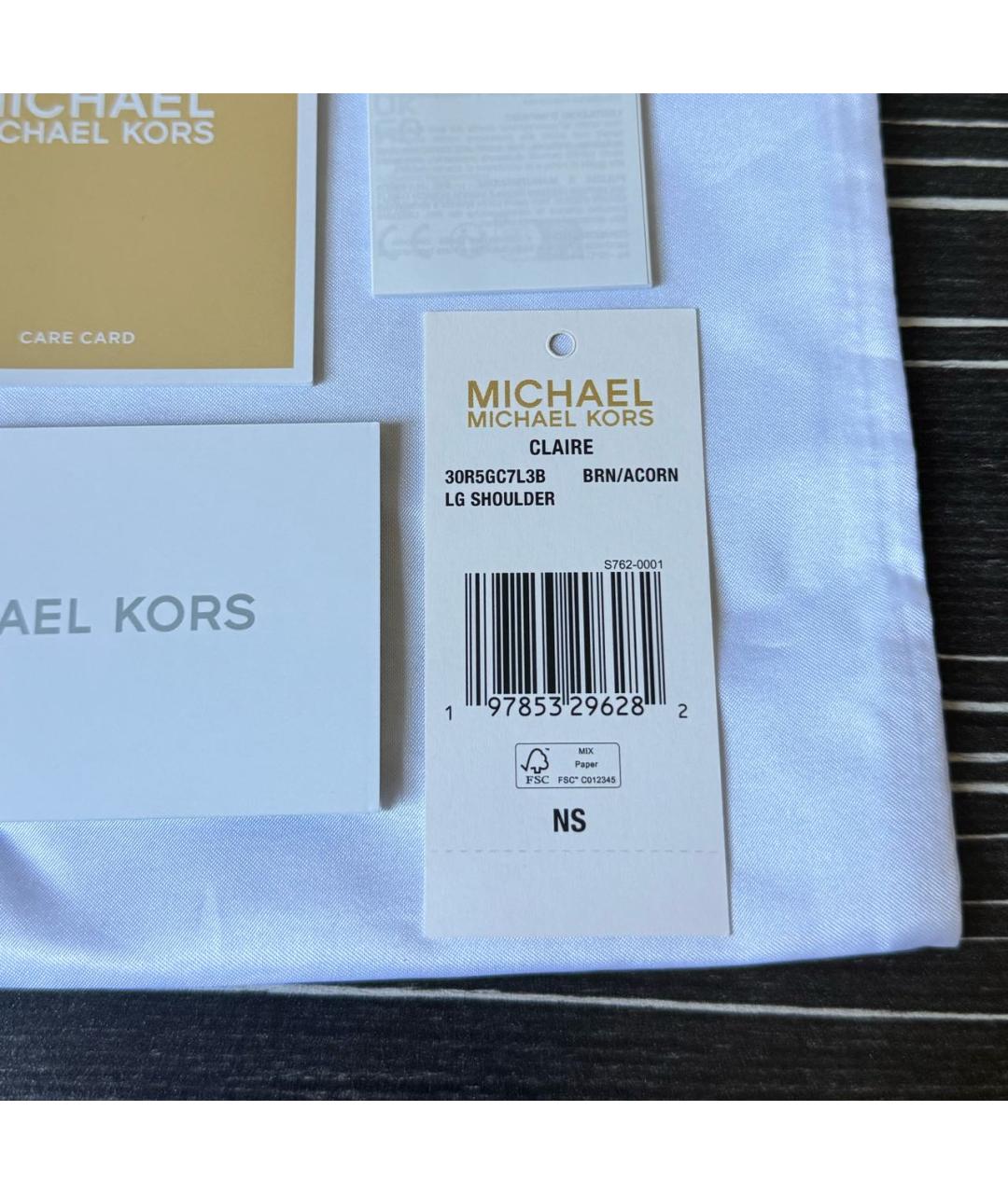 MICHAEL KORS Коричневая кожаная сумка через плечо, фото 7