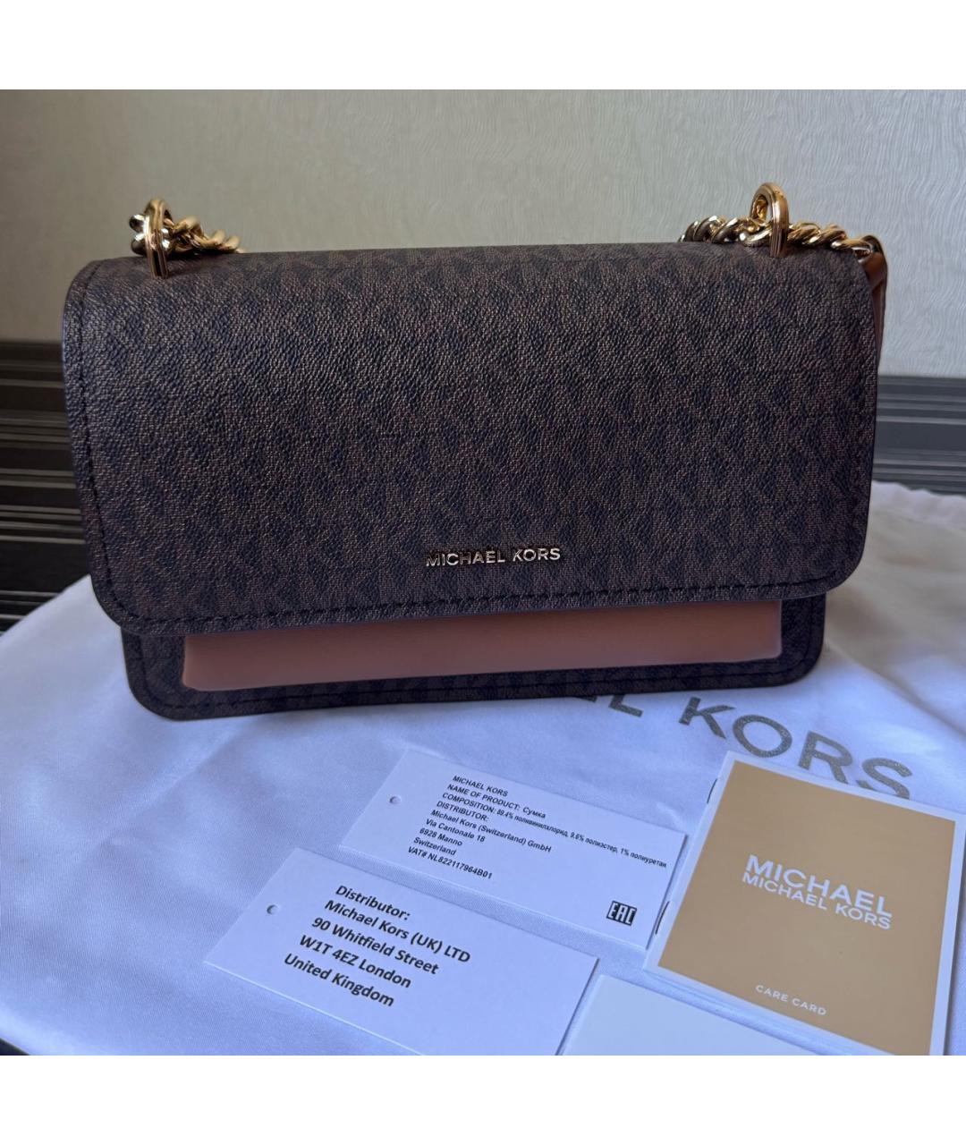 MICHAEL KORS Коричневая кожаная сумка через плечо, фото 8