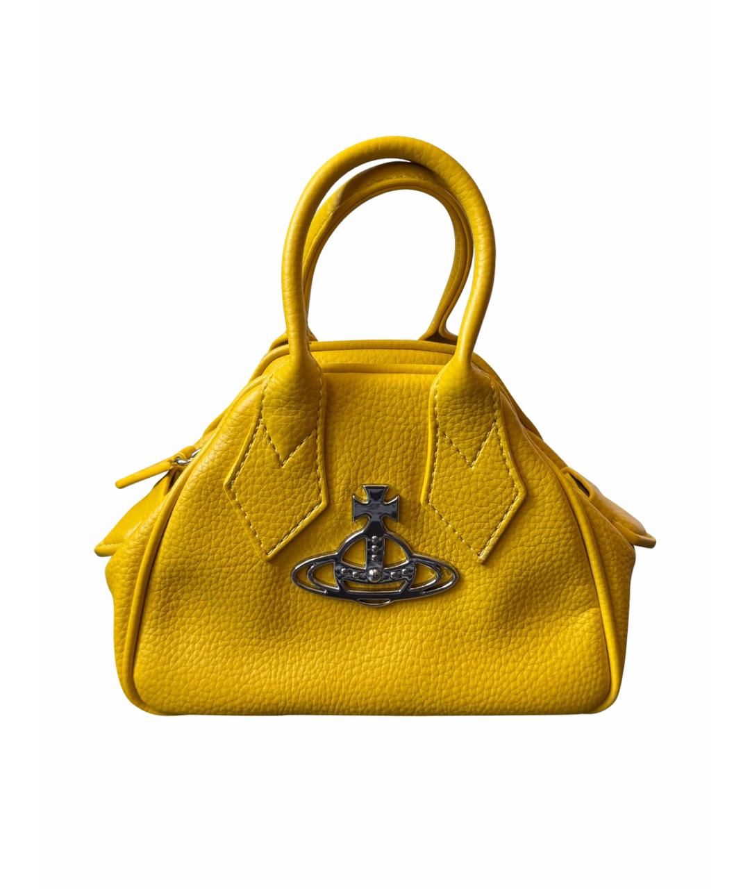 VIVIENNE WESTWOOD Желтая кожаная сумка с короткими ручками, фото 1