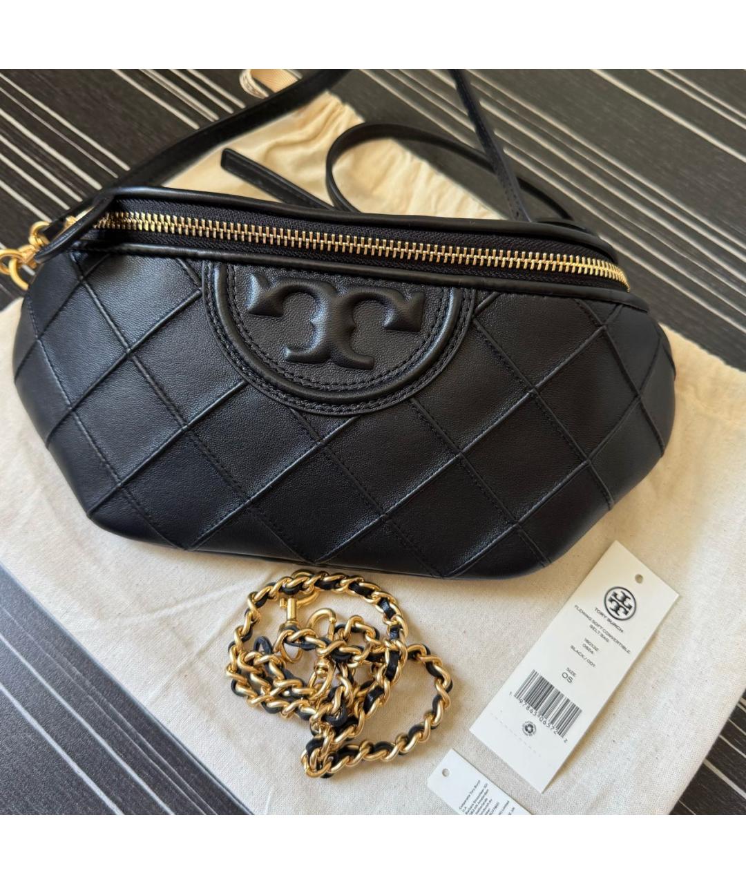 TORY BURCH Черная кожаная поясная сумка, фото 7