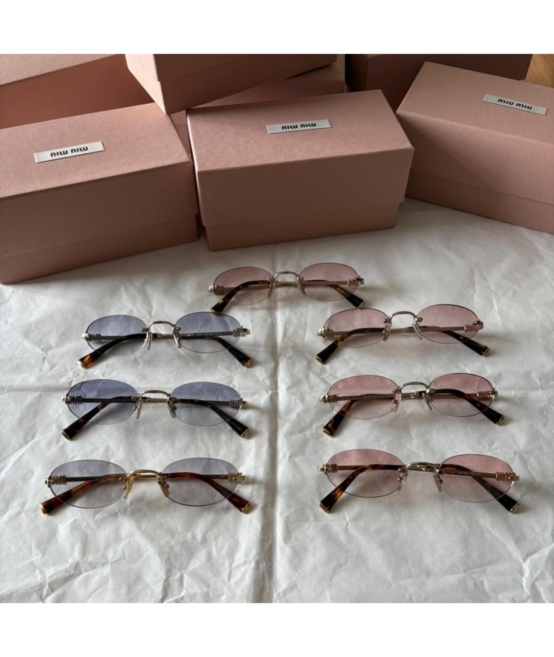 MIU MIU Розовые металлические солнцезащитные очки, фото 7