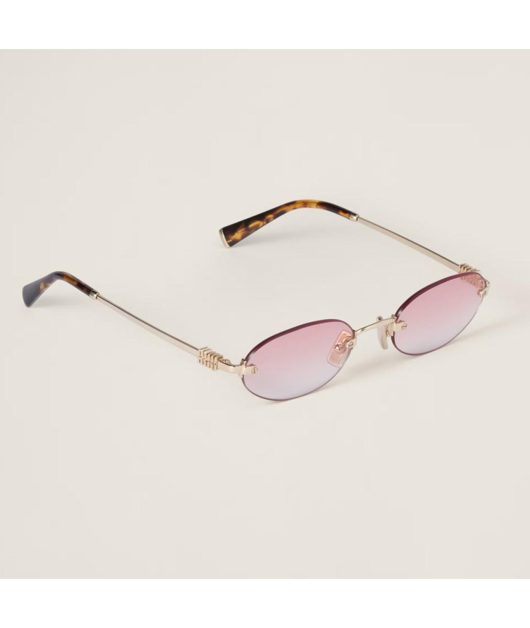 MIU MIU Розовые металлические солнцезащитные очки, фото 5
