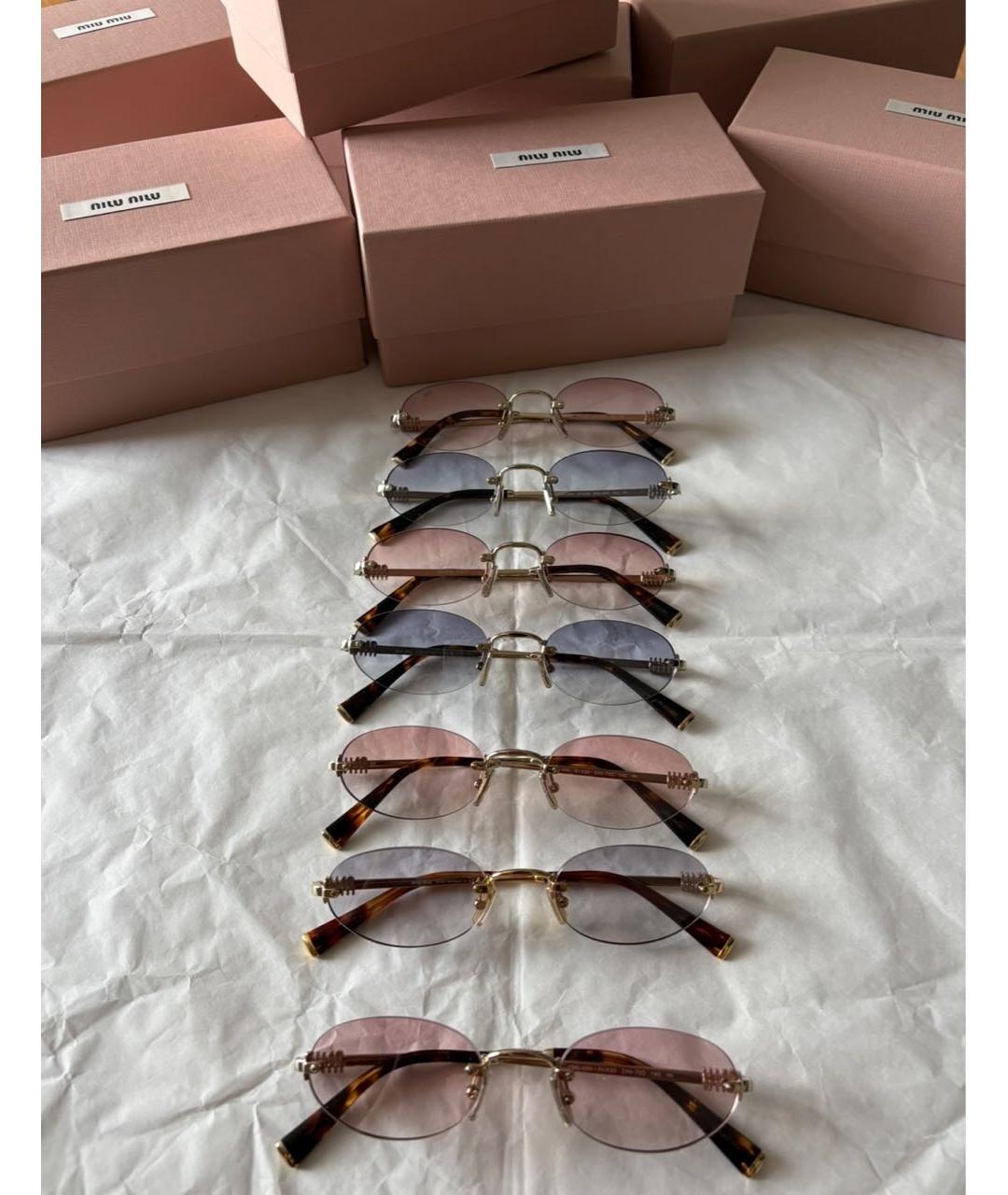 MIU MIU Розовые металлические солнцезащитные очки, фото 6