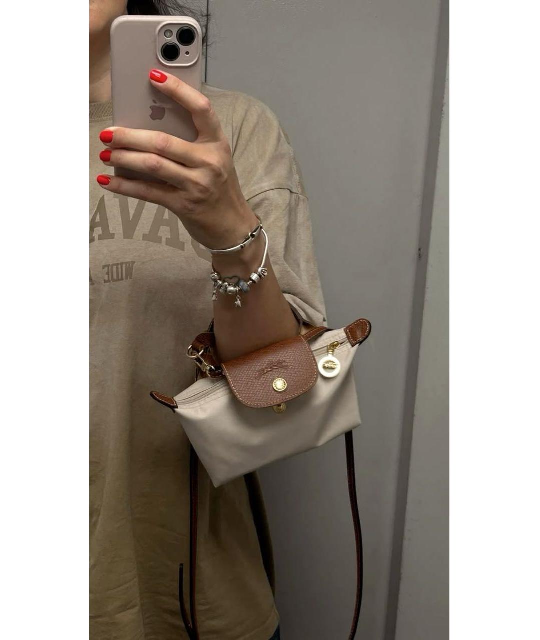LONGCHAMP Бежевая тканевая сумка через плечо, фото 4
