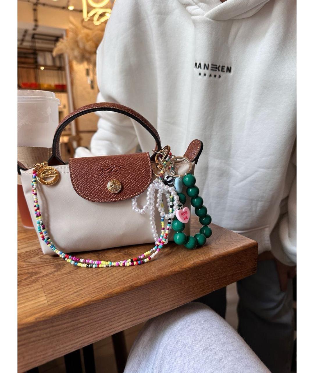 LONGCHAMP Бежевая тканевая сумка через плечо, фото 3