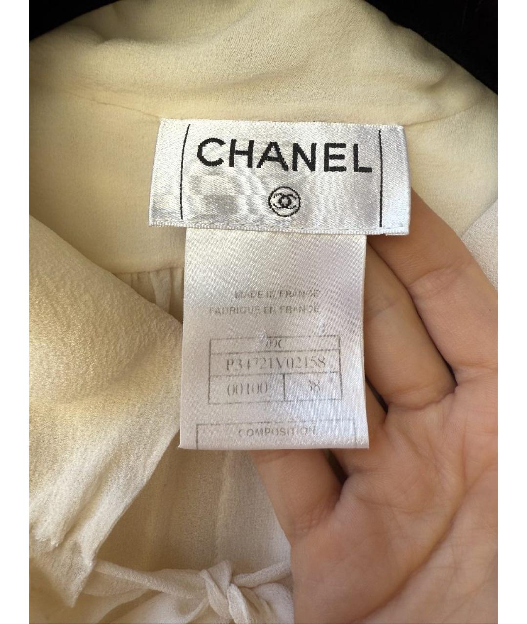CHANEL Бежевая шелковая блузы, фото 3