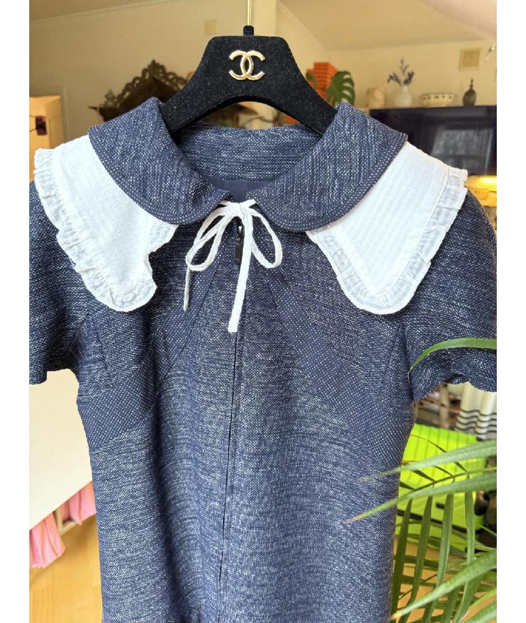 CHANEL Темно-синее хлопковое повседневное платье, фото 7