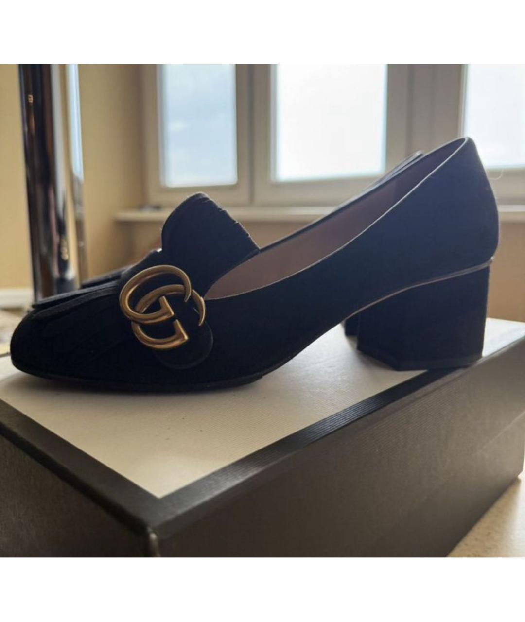 GUCCI Черные замшевые туфли, фото 5
