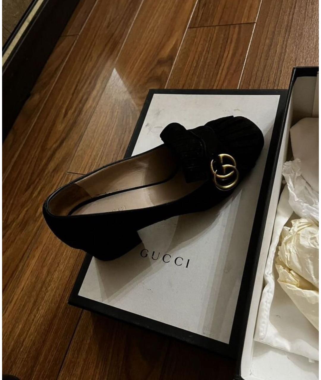 GUCCI Черные замшевые туфли, фото 3