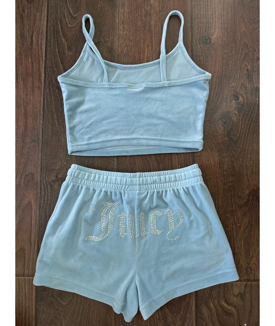 JUICY COUTURE Голубой велюровый спортивные костюмы, фото 2
