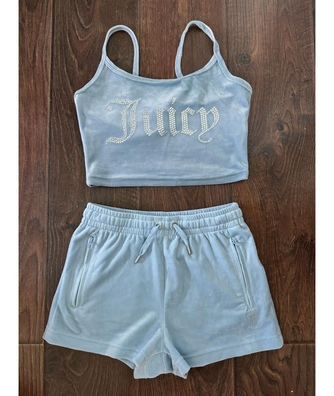 JUICY COUTURE Голубой велюровый спортивные костюмы, фото 9