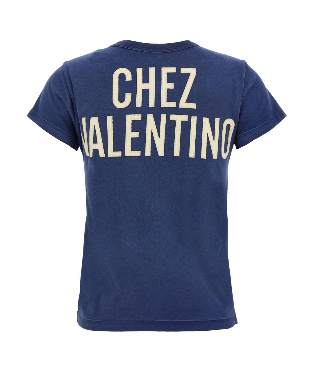 VALENTINO Синяя хлопковая футболка, фото 2