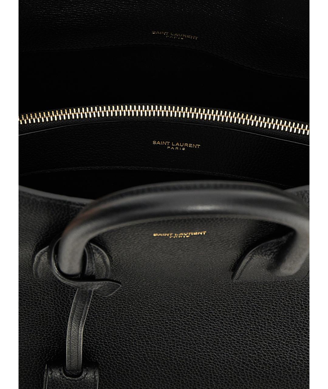 SAINT LAURENT Черная кожаная сумка тоут, фото 4