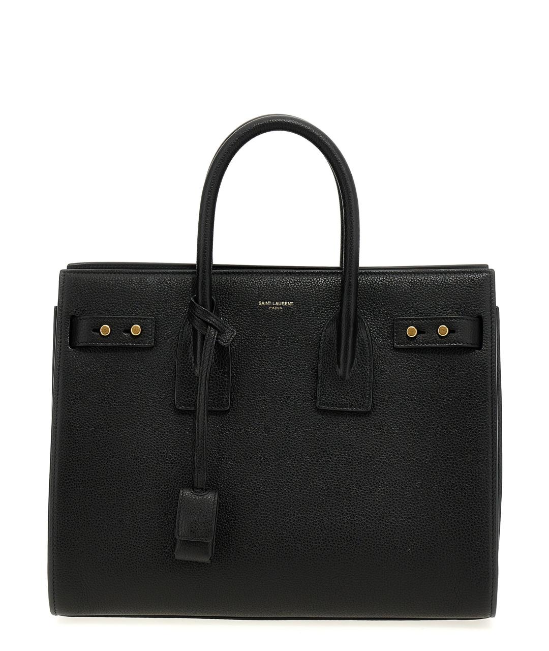 SAINT LAURENT Черная кожаная сумка тоут, фото 1
