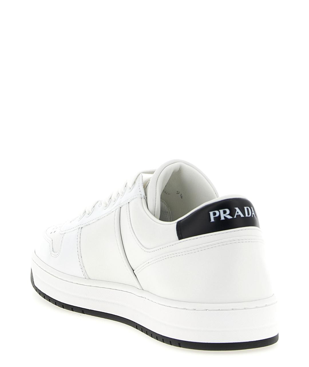 PRADA Белые кожаные низкие кроссовки / кеды, фото 3