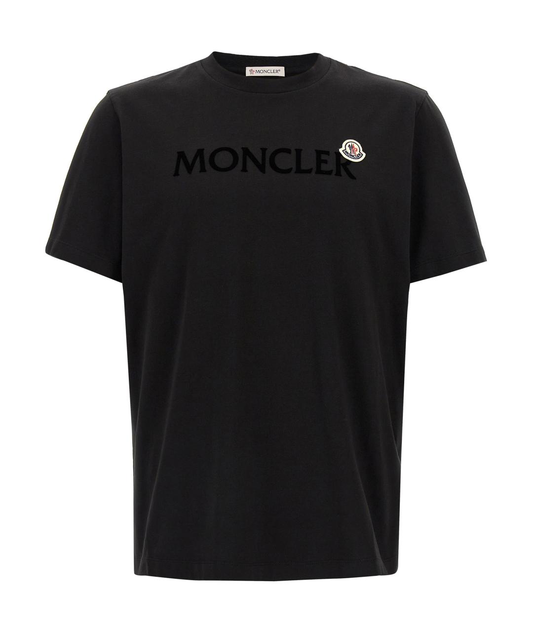 MONCLER Черная хлопковая футболка, фото 1