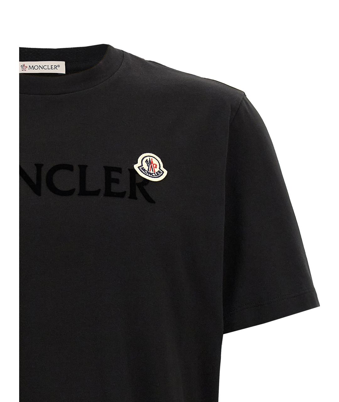 MONCLER Черная хлопковая футболка, фото 3