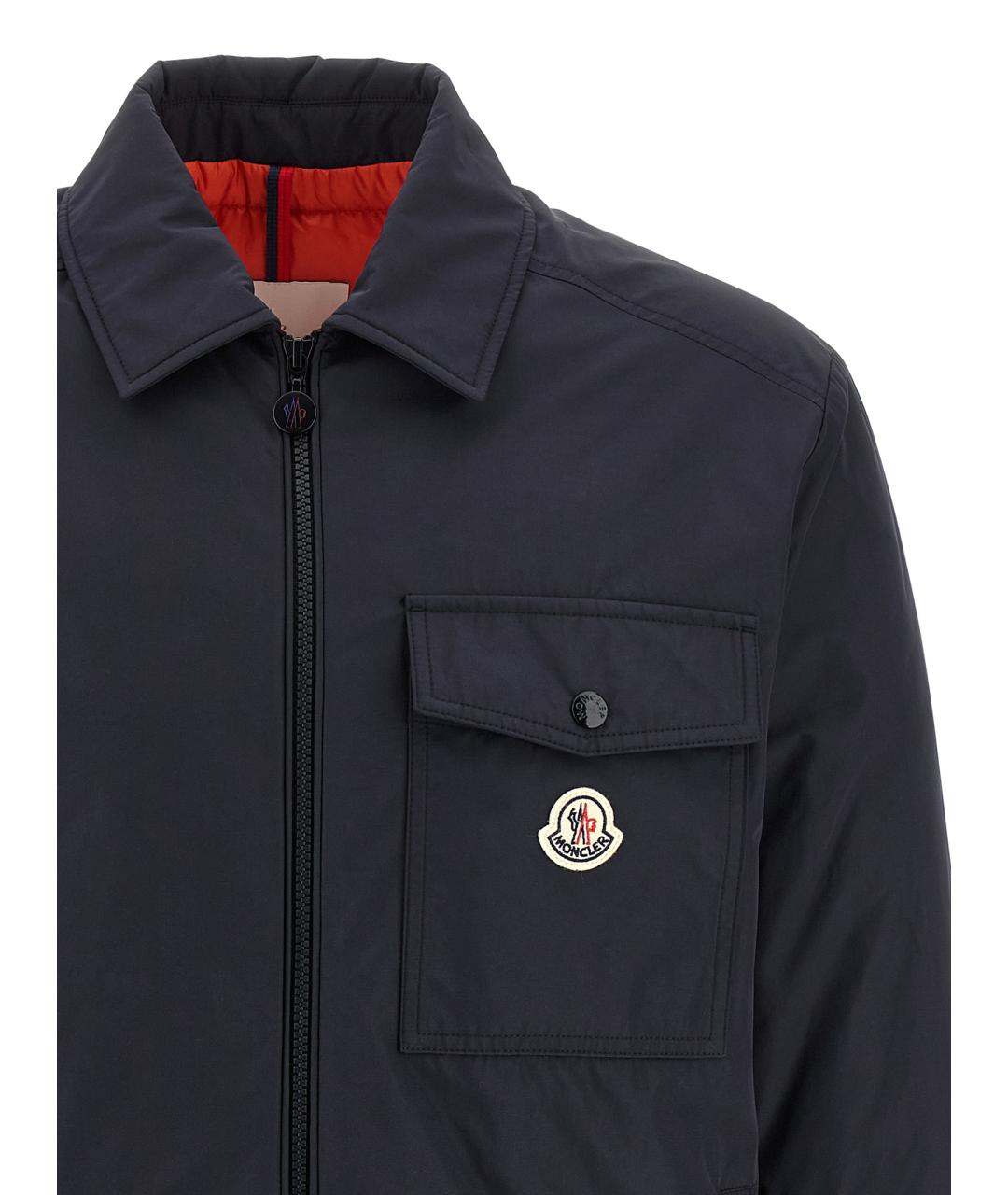MONCLER Темно-синяя полиэстеровая куртка, фото 3
