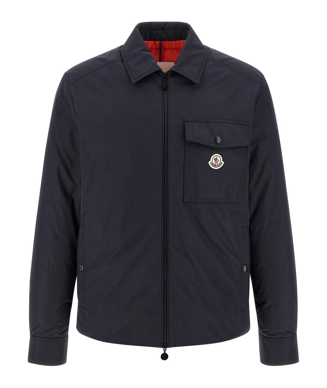 MONCLER Темно-синяя полиэстеровая куртка, фото 1