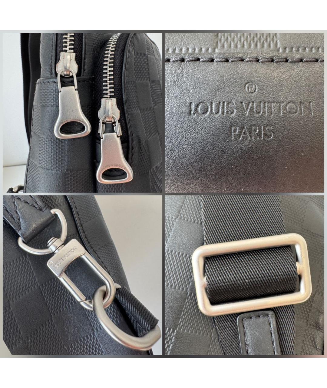 LOUIS VUITTON Черная кожаная сумка на плечо, фото 8