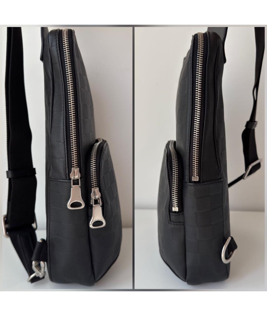 LOUIS VUITTON Черная кожаная сумка на плечо, фото 5