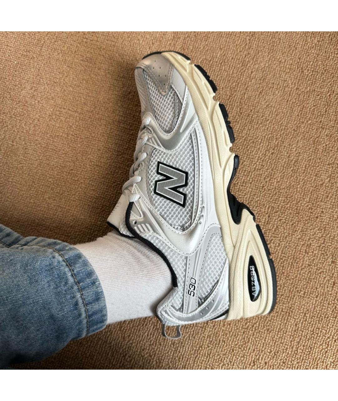 NEW BALANCE Серебряные текстильные кроссовки, фото 7