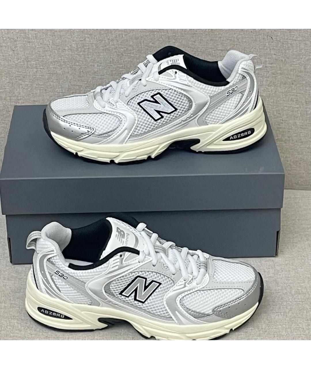 NEW BALANCE Серебряные текстильные кроссовки, фото 4