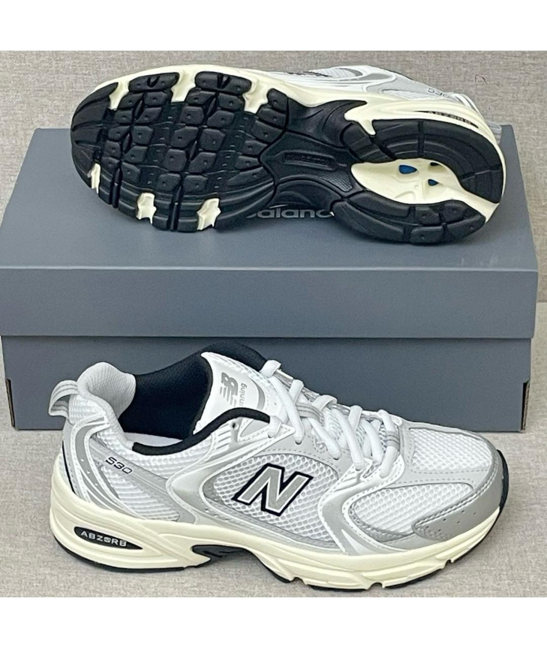 NEW BALANCE Серебряные текстильные кроссовки, фото 5