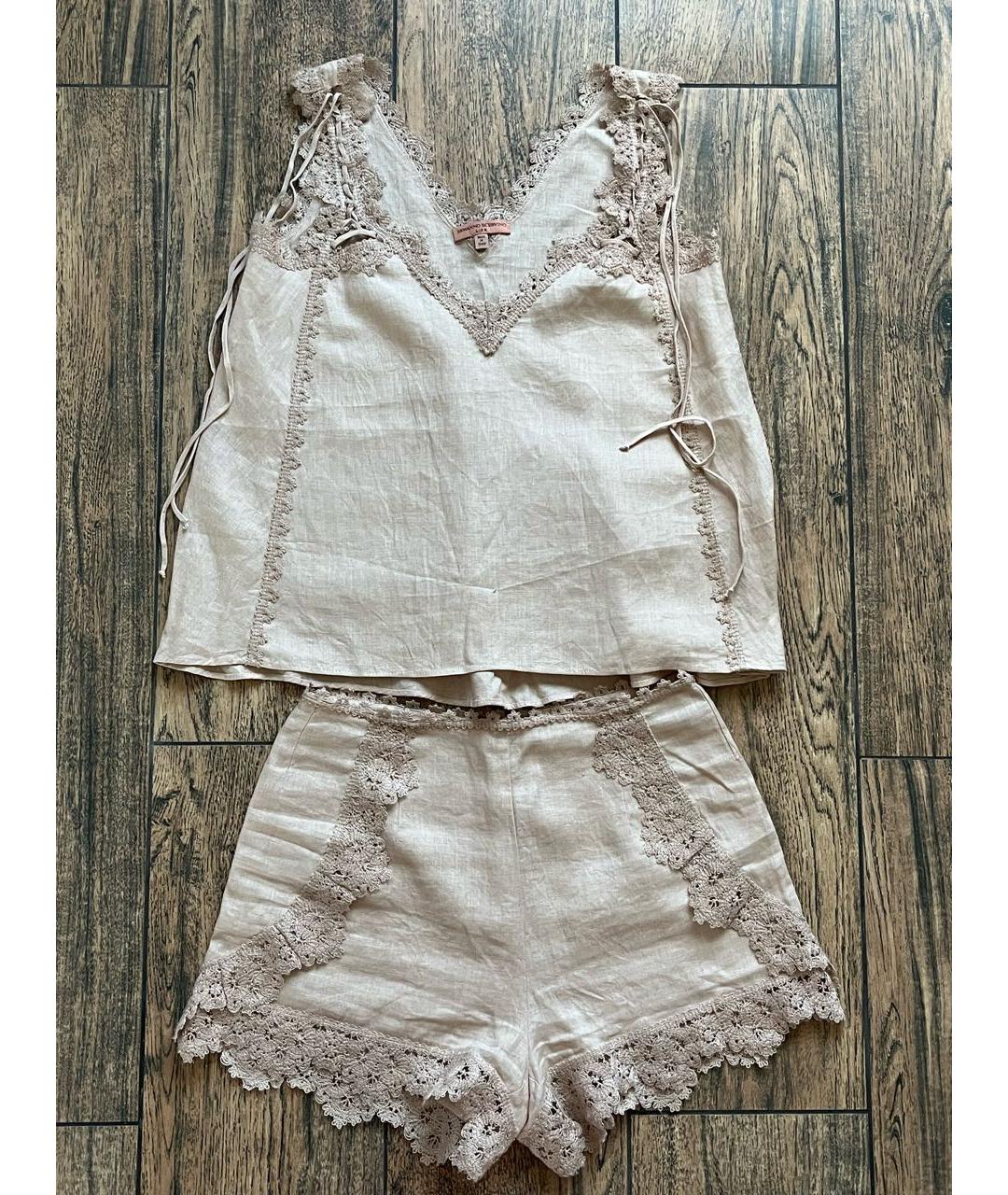 ERMANNO SCERVINO Бежевый льняной костюм с брюками, фото 6