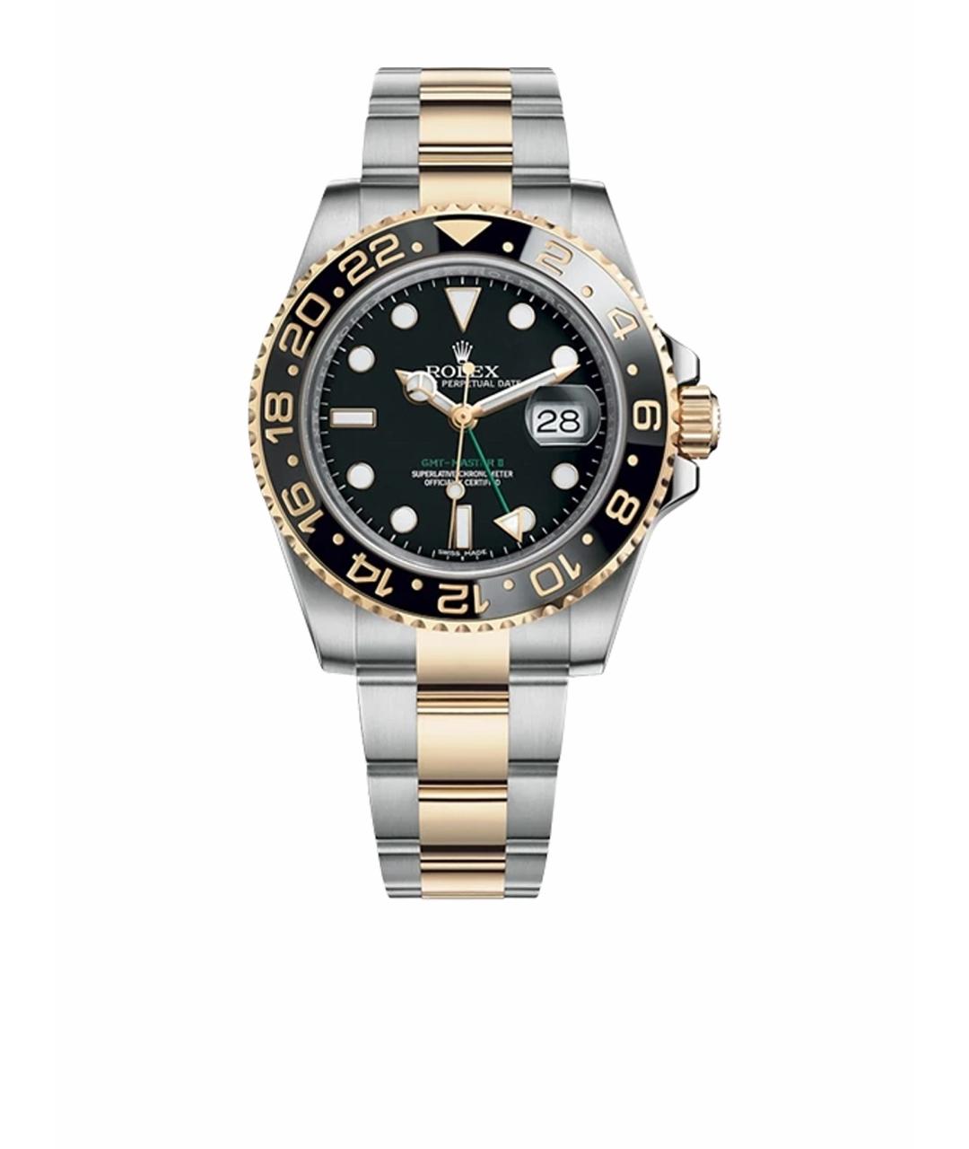 ROLEX Черные часы из желтого золота, фото 1