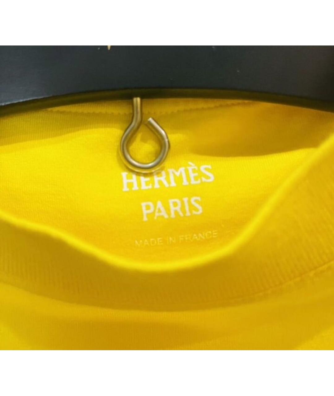 HERMES Желтая хлопковая футболка, фото 4