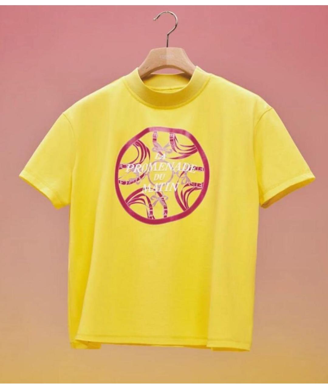 HERMES Желтая хлопковая футболка, фото 6