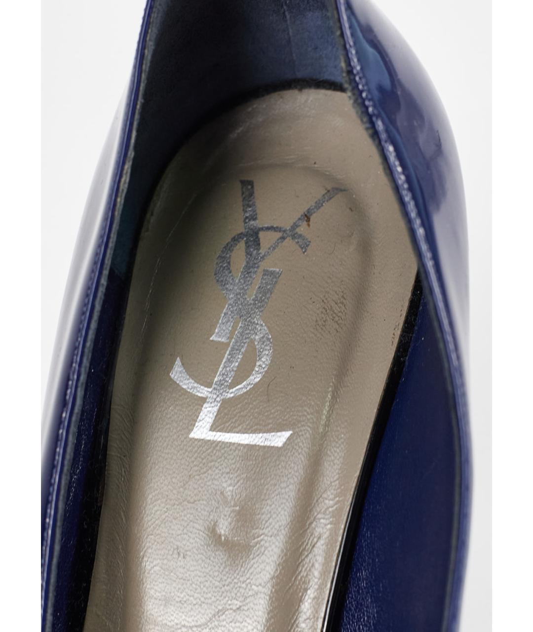 SAINT LAURENT Синие туфли из лакированной кожи, фото 5