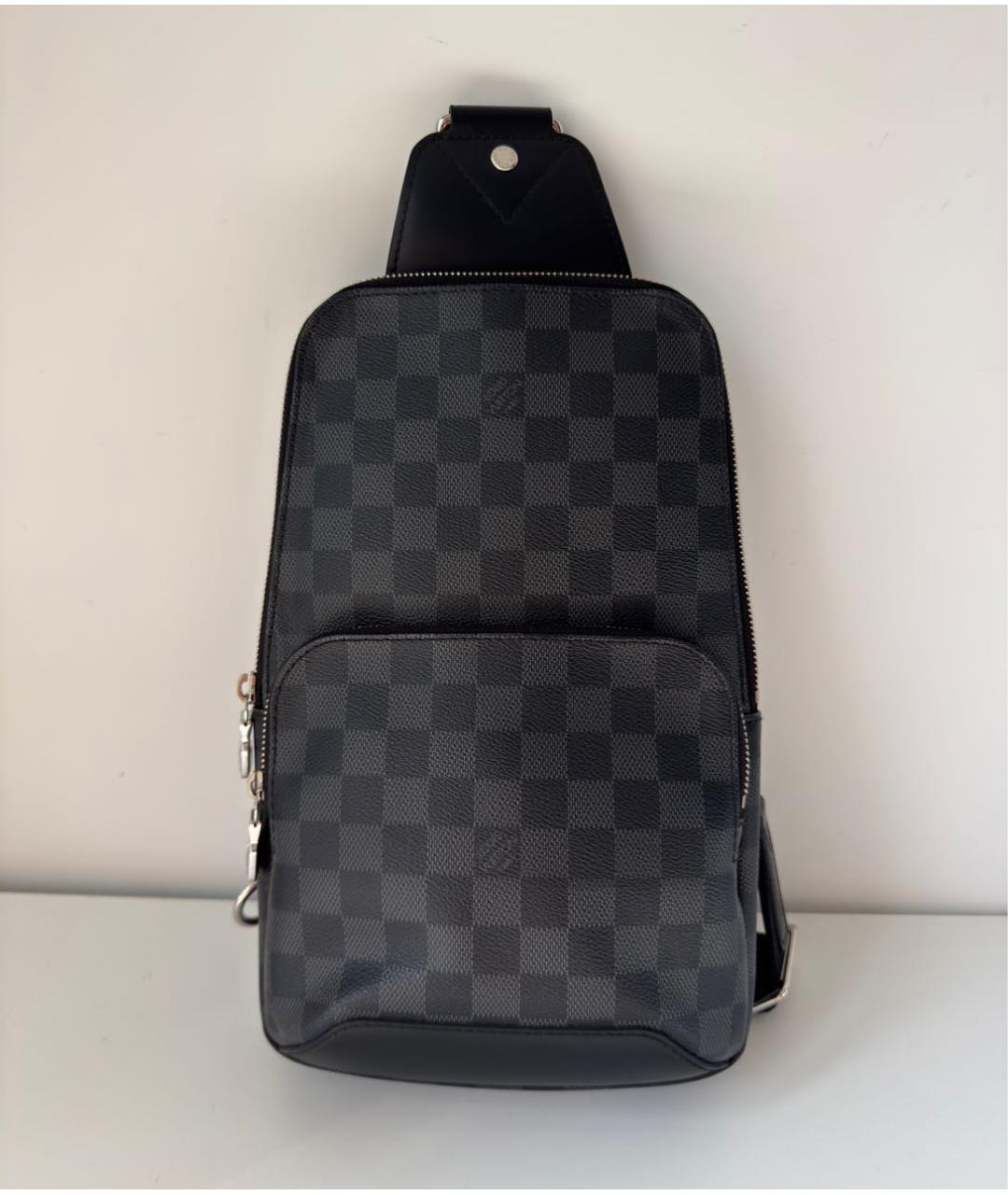 LOUIS VUITTON Черная кожаная сумка на плечо, фото 9